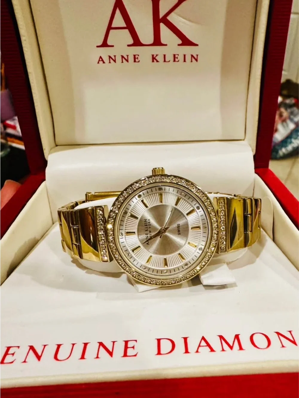 New in box Anne Klein Gold Diamond Watch